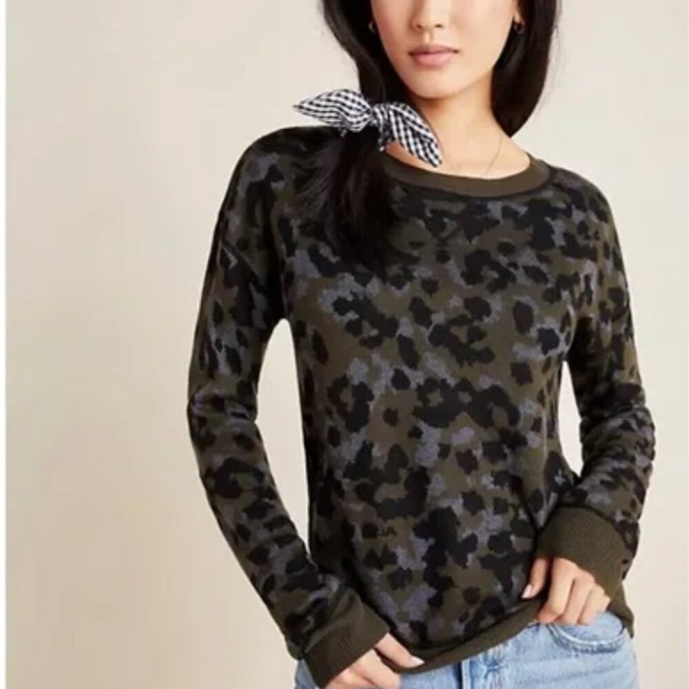 Anthropologie M Animal Print Sweater - Black and Brown